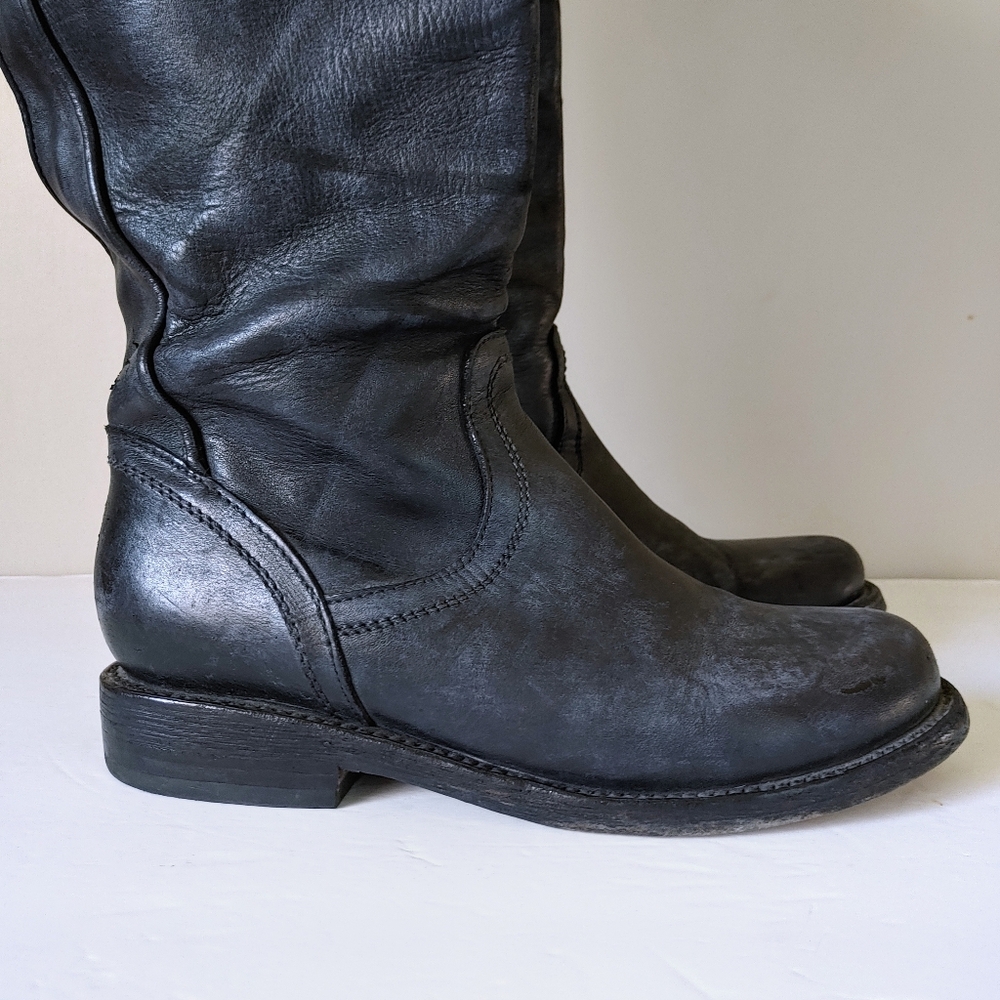 Freebird Contra Tall Boots Western Moto Size 7 Leather Blue Black - Picture 7 of 16